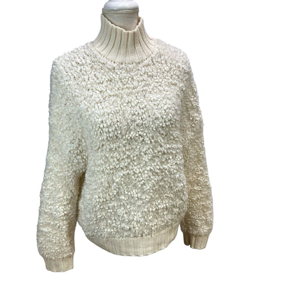 Express‎ Ivory Soft Cozy Sweater Pullover Monk Size M/L Oversized Lagenlook Boho